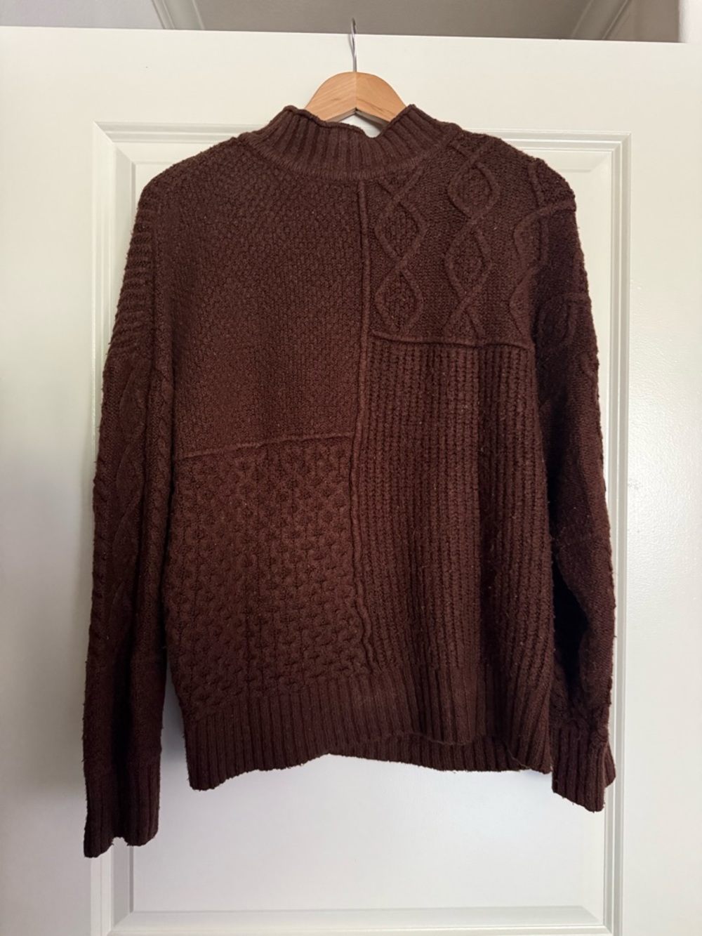 American Eagle Outfitters Brown Cable & Texture Turtleneck Sweater